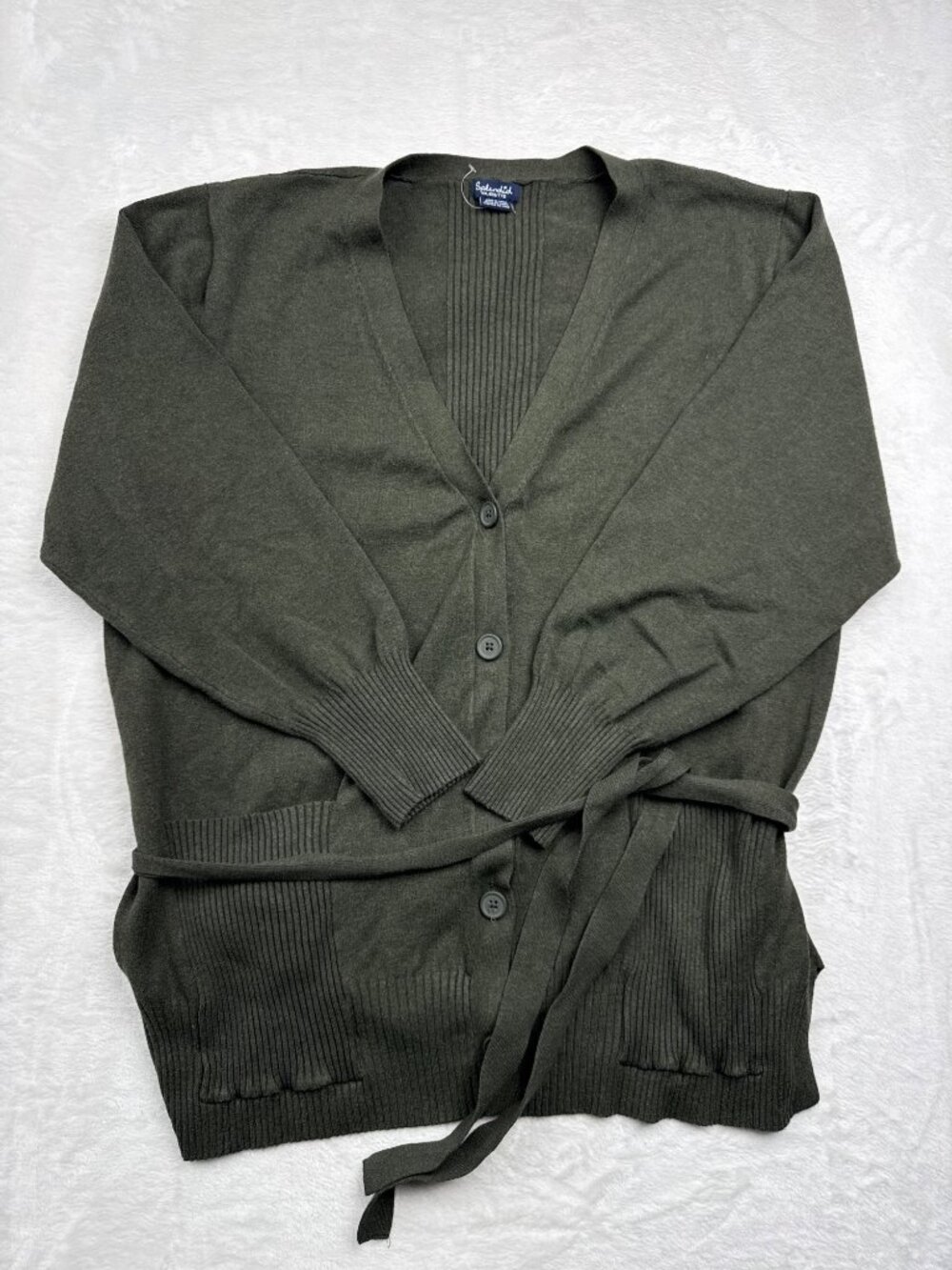 Splendid Womens XXL Olive Green Cardigan Sweater With Belted Waist